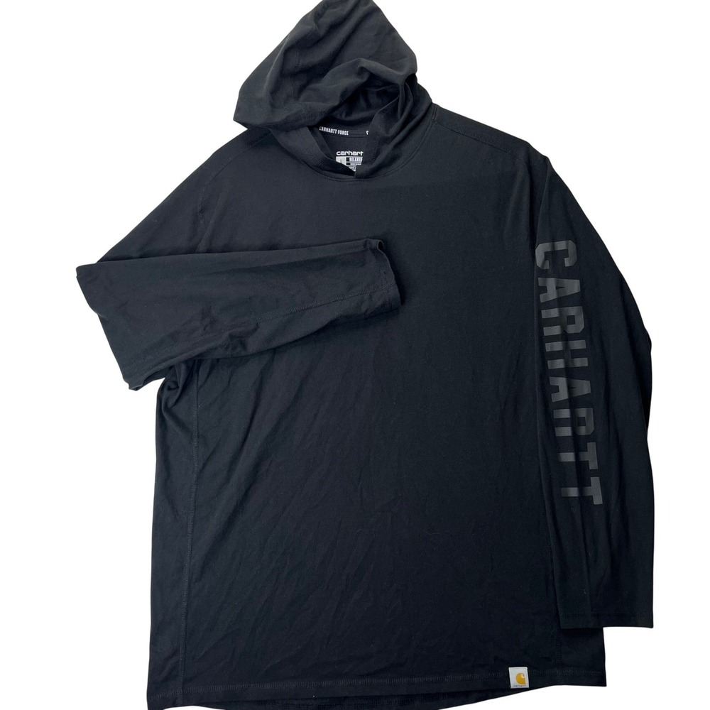 Carhartt Shirt Force Hooded L Mens Large Black Cotton Poly Graphic TK6654-M Logo
